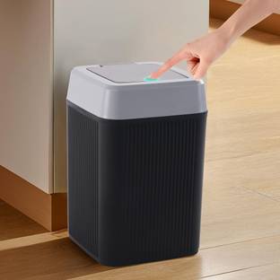 KUBER INDUSTRIES 10 Ltr Plastic Dustbin for Kitchen with One Press Lid | Orbit | Black Plastic Dustbin
