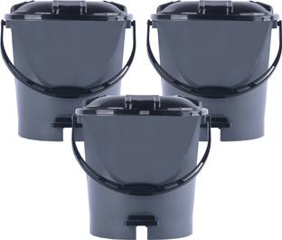 HOMESTIC by Kuber Industries Pack of 3 Plastic Pedal Dustbin for Home | 7 Ltr | Check Dhakkan- Grey & Black Plastic Dustbin