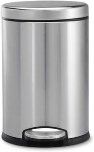 Mumma's LIFE Stainless Steel Plain Pedal Bin with Plastic Bucket - Lid (Pedal Bin 5LTR) Stainless Steel Dustbin
