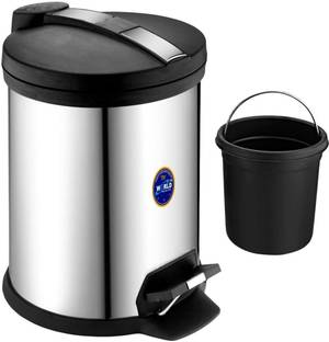 MS WORLD Stainless Steel Pedal Dustbin with Lid & Removable Bucket for Home/Office/Shop Stainless Steel Dustbin