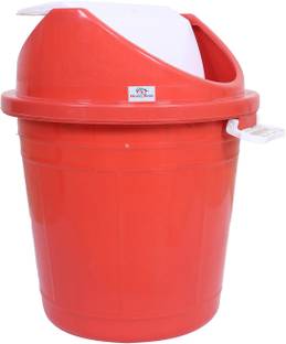 Heart Home Swing Top Lid Dustbin|Plastic Garbage Basket & Round Trash Can|,30 Litre (Red) Plastic Dustbin