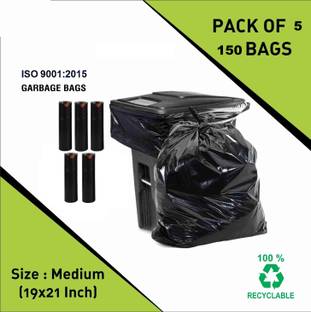 Shopative Medium (Black, Pack of 5) Oxo - Biodegradable Dustbin Bag Plastic Dustbin