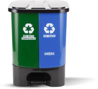NAYASA 2 In 1 Dustbin Small | 19 Liter | Pedal Dustbin | Wet & Dry Waste Bin | Plastic Dustbin