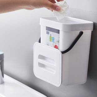 Oncarnival Hanging Small Trash Can with Lid Under Sink for Kitchen(5 L) PP (Polypropylene) Dustbin