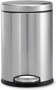 Mumma's LIFE Stainless Steel Plain Pedal Bin with Plastic Bucket - Lid (Pedal Bin 5LTR) Stainless Steel Dustbin