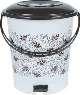 N H Enterprise New Unique Printed Design Standard Plastic Pedal Bin ( 12 L ) ( Brown ) डस्टबिन