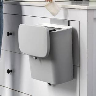 Meneflix 9L Kitchen Hanging Waste Bin with Lid Sliding Cover Under Sink Counter Plastic Dustbin