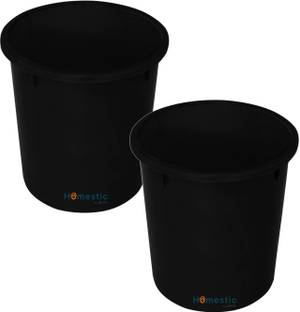 HOMESTIC by Kuber Industries Plastic Open Plastic Dustbin Without Lid 5Ltr.- Pack of 2 (Black) Plastic Dustbin