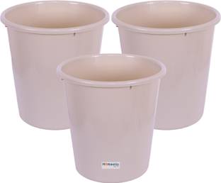 HOMESTIC by Kuber Industries Plastic Garbage Dustbin For Kitchen|Bathroom|Office|10 LTR|Pack of 3|Beige Plastic Dustbin