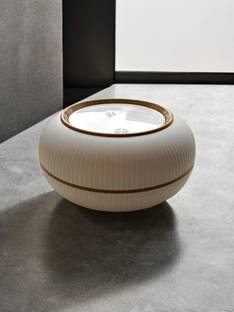 Endevi Nordic Style Trash Can Push Top Trash Can with Lid White Top Spring Waste Basket Plastic Dustbin