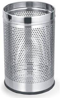 TOPAZ Stainless Steel Perforated Dustbin / Waste bin / Trash Bin / Garbage bin for Home & Office (8 Liter - 8 Dia X 10 Height inch) Stainless Steel Dustbin