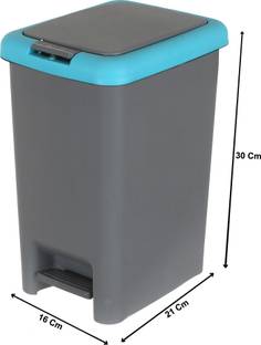 Heart Home 6.5 Ltr Plastic Push & Pedale Dustbin For Home, Kitchen, Office And Bathroom Garbage With Lid (Grey & Blue) Plastic Dustbin
