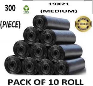 SEVENTEENSTITCH Biodegradable on Roll 19 x 21 Black - 30 Pcs x 10, Medium15 L Garbage Bag Plastic Dustbin