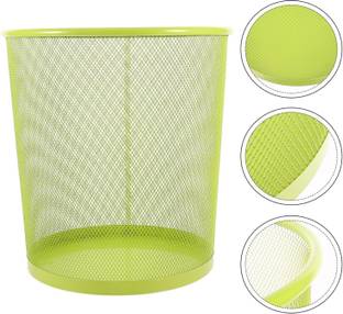 DEAROW Mesh Trash Can Round Trash Bin Iron Wire Waste Basket Plastic Dustbin