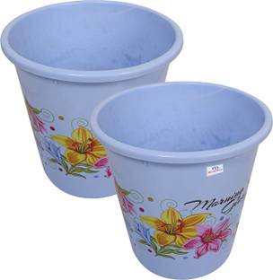 Heart Home Open Plastic Dustbin for Kitchen|Office|College|5 Litre|Pack of 2|Sky Blue Plastic Dustbin