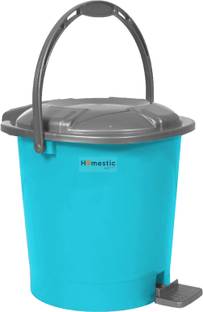 HOMESTIC by Kuber Industries Durable Plastic Pedal Dustbin|Waste Bin With Handle,10 Litre (Sky Blue) Plastic Dustbin