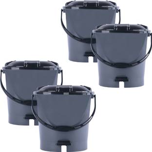 HOMESTIC by Kuber Industries Pack of 4 Plastic Pedal Dustbin for Home | 7 Ltr | Check Dhakkan- Grey & Black Plastic Dustbin