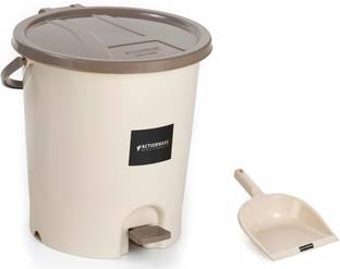 ACTIONWARE Plastic Dustbin With Dustpan (Ivory colour) Plastic Dustbin