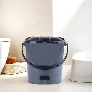HOMESTIC by Kuber Industries 7 Liters Plastic Pedal Dustbin for Home | Check Dhakkan- Grey & Black Plastic Dustbin