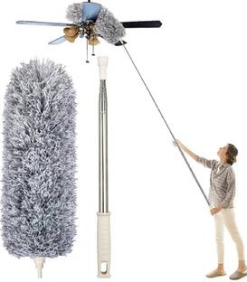 QinPin Microfiber Duster for Home Cleaning Long Rod Extendible Handle Dual Sided Brush Wet and Dry Duster