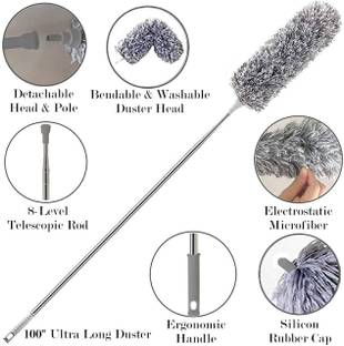 MOOZICO Cleaning High Ceiling Fan Microfiber Feather Telescoping 100inch ExtensionPole Wet and Dry Duster