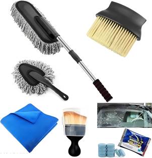 UK Enterprise car duster,2 Interior Brush, Mini Dustbin,10 Glass Cleaner Tablets, mini duster Wet and Dry Duster