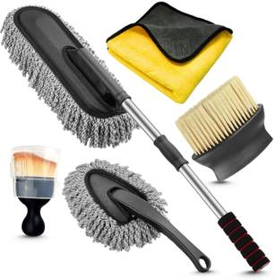Porslin 5 PCS Microfiber Car Duster Kit, Extendable Handle for Interior & Exterior Wet and Dry Duster Set