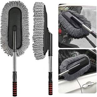 FITRIC Car Cleaning Brush Microfiber Fixable Duster with Expandable Handle(Multicolor) Wet and Dry Duster