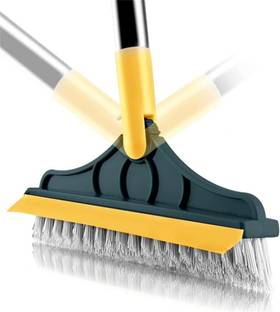 Purabelle Floor Scrub Brush with Squeegee Floor Brush Scrubber with Long Handle Kitchen Cleaner
