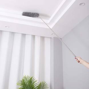 DEEJET Flexible Head Microfiber Feather Duster with Extendable Telescopic Pole Wet and Dry Duster