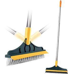 ASHGUJ 2 in 1 Bathroom Cleaning Brush Wiper with Long Handle 120° Rotate Home Kitchen Wet and Dry Duster