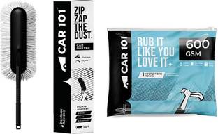 CAR101 Zip Zap Duster Infusion + Microfiber Cleaning Cloth (Pack of 1) 600 GSM, 60x35cm Wet and Dry Duster