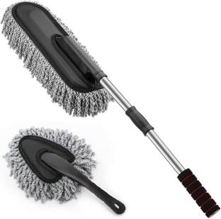 LOYZO Car Cleaning Microfiber Duster Brush with Extendable Handle Wet and Dry Duster Wet and Dry Duster Set