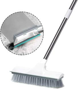 NIRVITTHAL 2 in 1 Tiles Cleaning Floor Scrub Bathroom Brush with Long Handle Wet and Dry Duster