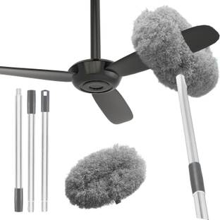 MAXOSHINE Cleaning High Ceiling Feather Microfiber Fan Duster ExtensionPole Wet and Dry Duster