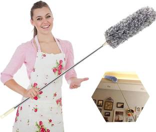 Eninter Microfiber Feather Duster with 100'' Telescopic Stainless Steel Extension Pole. Wet and Dry Duster