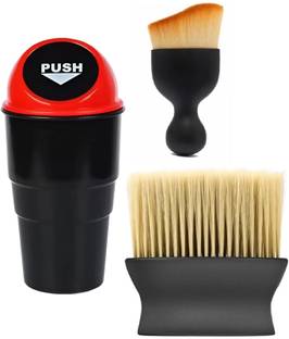 MORVIKA Plastic Mini Car Trash Bin Manual-Lift & Car Cleaning Brush Exterior Wet and Dry Duster