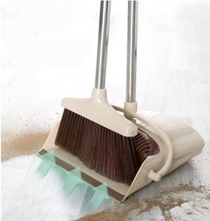 Aarav Enterprises Brush and Dustpan with Wind Guard Steel, Plastic Up Right Dustpan
