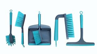 Qudio Multipurpose Cleaning Brush Set–Dustpan,Brush,Squeegee & Cleaning Brush Plastic Dustpan
