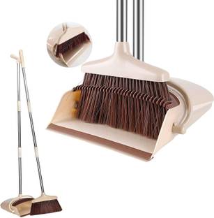 Bonsly Large Broom and Dustpan Set with 54.5" Long Handle Plastic Dustpan