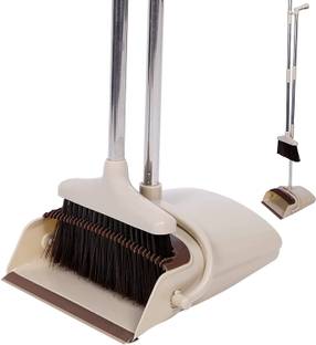 Famingo Heavy Duty Upright Standing Dustpan With Extendable Broomstick Sweeping Broom Plastic Dustpan