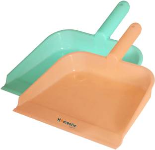 HOMESTIC Plastic Dustpan, Pack of 2 (Green & Light Pink) Plastic Dustpan
