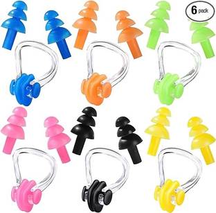THE MORNING PLAY Swim Earplugs Noseclip Plug,6 Sets Waterproof Silicone Swim Earplug for Swimming Ear Plug & Nose Clip