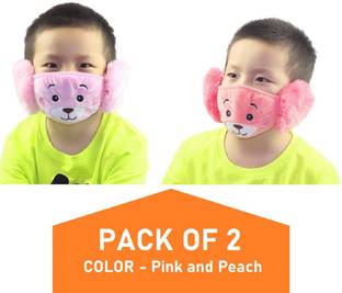 PRIONSA Cartoon Print Warm Winter Plush Earmuffs Masks for Boys (Pack of 2) Ear Muff