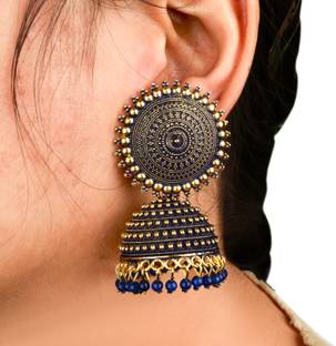 Fashion Frill Blue Colour Earring for Girls and Woman Party Wear Jhumki Earrings Brass Jhumki Earring