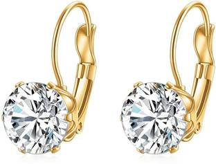 University Trendz White Diamond Clip-On Earrings for Women and Girls Metal Clip-on Earring