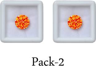 R.K GEMS 5-Carat 2 Piece Extra Fine Round Shape-Orange Diamond Stone Ear Thread