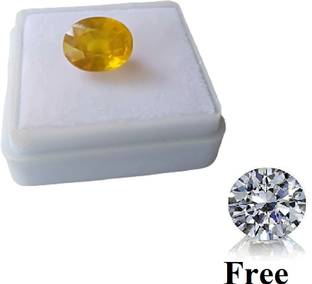 Aanya Jewels 5.69 Ct. Yellow Sapphire (Pukhraj Stone) Natural Gemstone Certified Rashi Ratan Sapphire Stone Ear Thread
