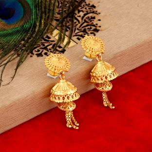 MANSIYAORANGE Traditional Brass Original Look Jhumki Earrings For Women Brass Jhumki Earring