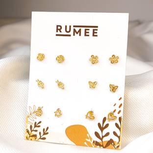 Rumee Small Gold Earring Set of 6 Pieces Alloy Earring Set